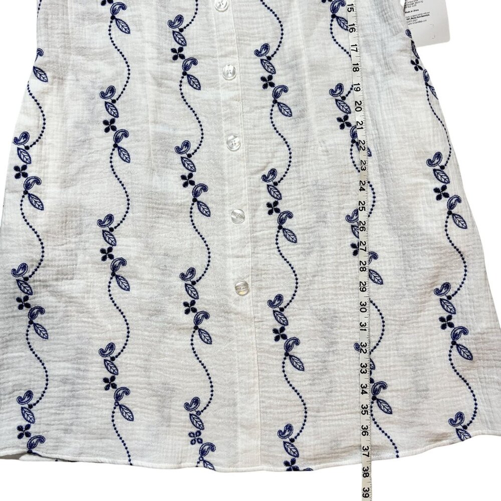 NWT Women’s White Cotton Embroidered Puff Sleeve Cottagecore Midi Dress - Picture 7 of 9